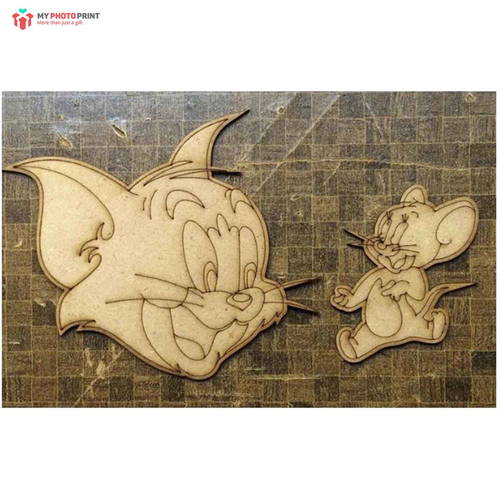 Pair Tom And Jerry Shape Mdf Wooden Craft Cutout Any Shapes & Patterns | (PACK OF 10)