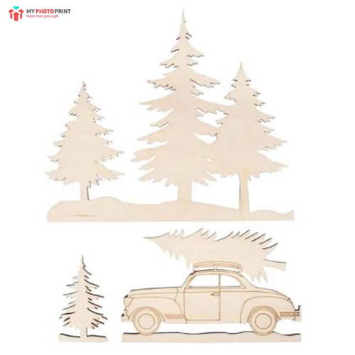 Tree And Car Wooden Shapes Mdf Wooden Craft Cutout Any Shapes & Patterns (PACKOF 10)