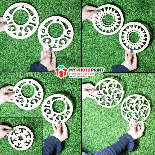 Round Design Mdf Wooden Craft Cutout Any Shapes & Patterns | (PACK OF 10)