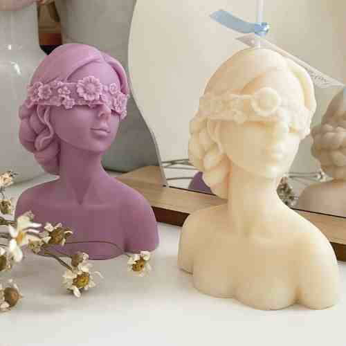 Elegant Woman Eyes Closed Candle - Made With Premium Soy Wax Pack Of 2