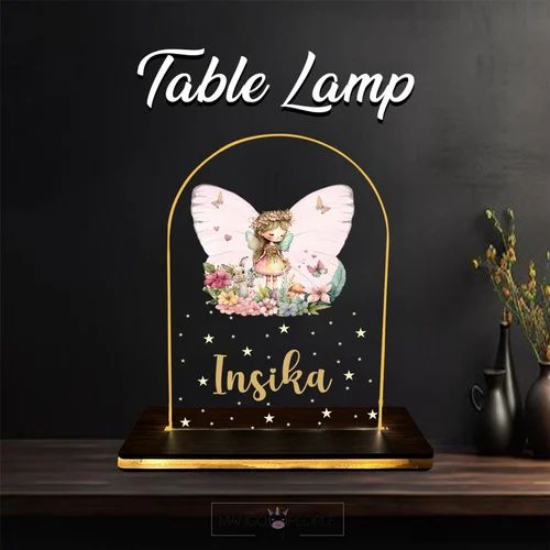 Personalized Kids Theme Acrylic LED Night Lamp with Wooden Base