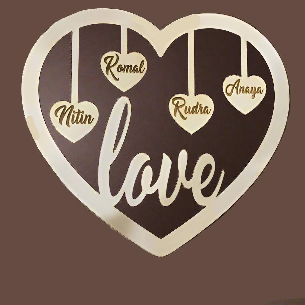 Customized Heart Love Family Wooden Wall Hanging #1940