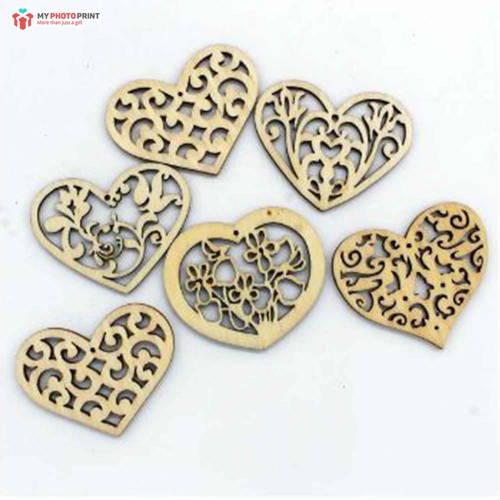 Heart Design Mdf Wooden Craft Cutout Any Shapes & Patterns (PACK OF  10)