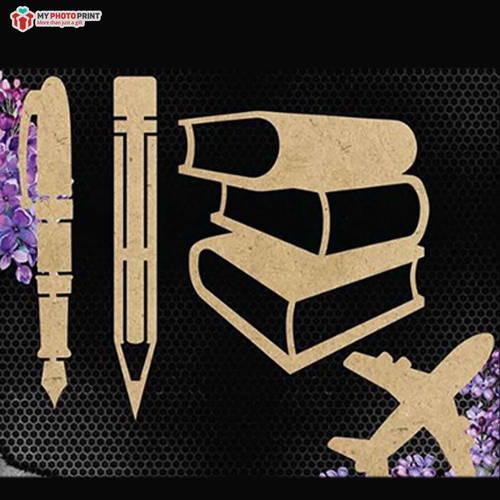 Books Mdf Wooden Craft Cutout Any Shapes & Patterns (PACK OF 10)