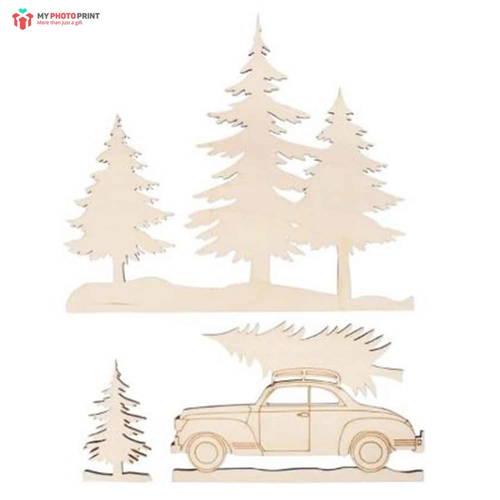 Tree And Car Wooden Shapes Mdf Wooden Craft Cutout Any Shapes & Patterns (PACKOF 10)