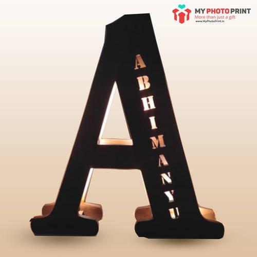 Customized A To Z Alphabet Wooden Name Board Without Crown Multicolor Led And Remote