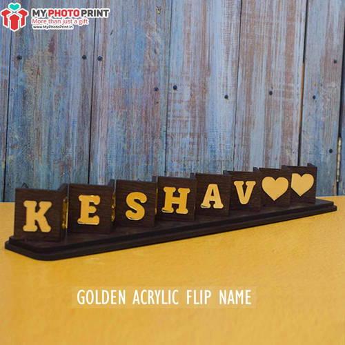 Customized Golden Acrylic Flip Name