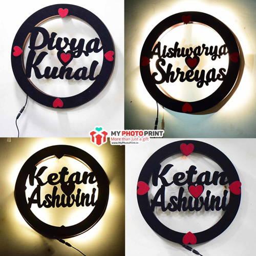Custom Couple Name Wall Hanging With Led Light 0001