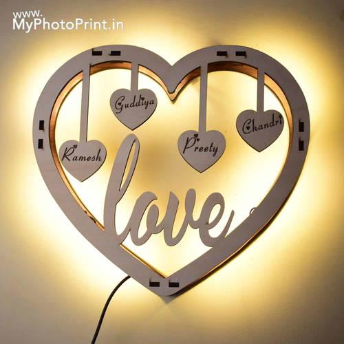 Customized Heart Love Family Wooden Wall Hanging #1940
