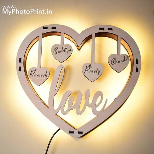 Customized Heart Love Family Wooden Wall Hanging #1940