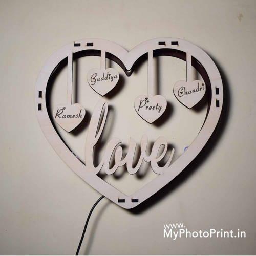 Customized Heart Love Family Wooden Wall Hanging #1940