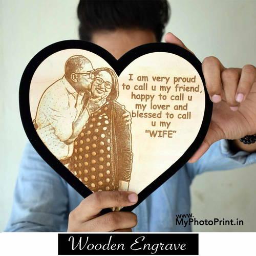 Customized Wooden Engrave With Couple Photo