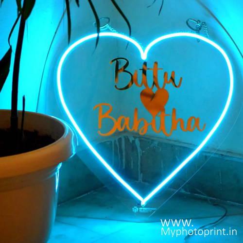 Personalized Love Couple Name With Heart Led Neon Sign Decorative Lights Wall Decor #2199