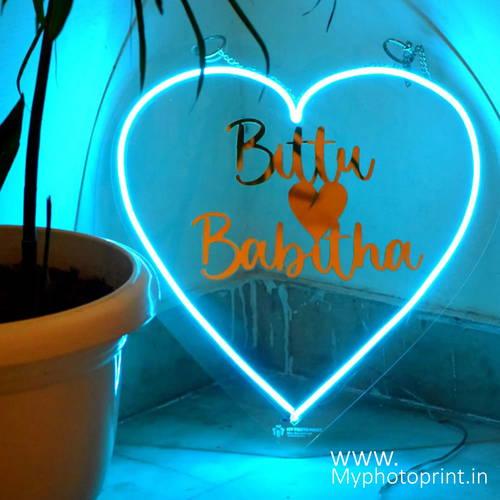 Personalized Love Couple Name With Heart Led Neon Sign Decorative Lights Wall Decor
