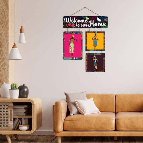 Welcome To Our Home Decorative Wall Art Mdf Wooden Hanging For Living Room | Bedroom | Home Decor | Office | Gift | Quotes Items House Decoration #2393