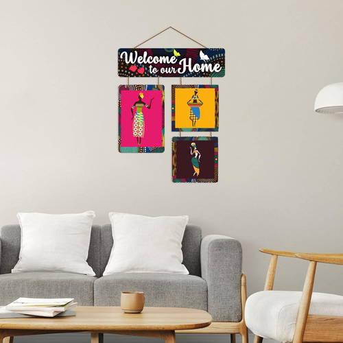 Welcome To Our Home Decorative Wall Art Mdf Wooden Hanging For Living Room | Bedroom | Home Decor | Office | Gift | Quotes Items House Decoration #2393