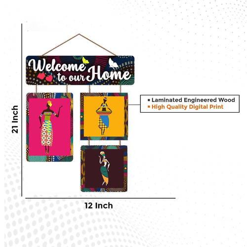 Welcome To Our Home Decorative Wall Art Mdf Wooden Hanging For Living Room | Bedroom | Home Decor | Office | Gift | Quotes Items House Decoration #2393