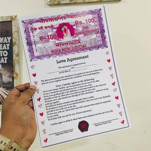 Love Contract Agreement - Certificate Gift For Valentines Day, Anniversary, Wedding - For Husband, Wife, Boyfriend, Girlfriend