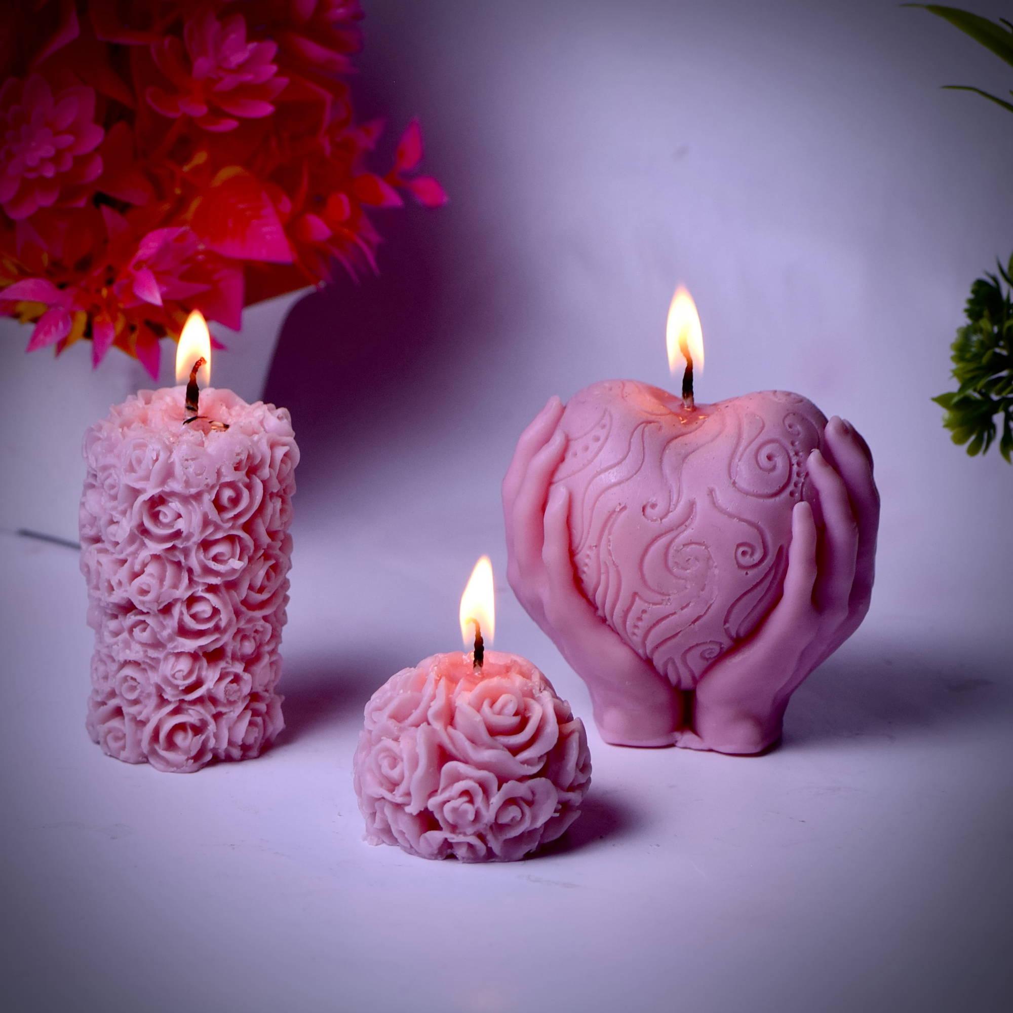 Romantic Candle Set Rose Flavour Combo | Perfect Romantic Gift