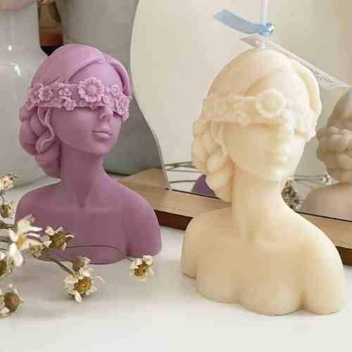 Elegant Woman Eyes Closed Candle - Made With Premium Soy Wax Pack Of 2
