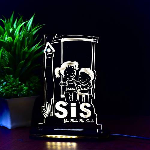 Customised Raksha Bandhan Acrylic Lamp With  Sister & Brother  Names