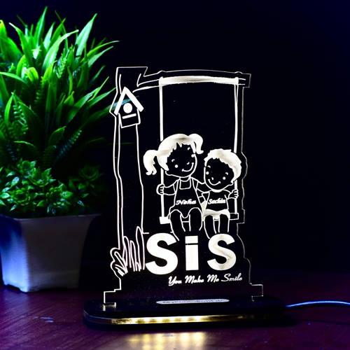 Customised Raksha Bandhan Acrylic Lamp With  Sister & Brother  Names