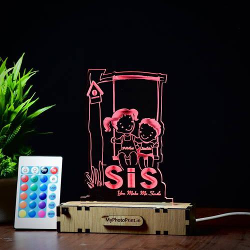 Customised Raksha Bandhan Acrylic Lamp With  Sister & Brother  Names