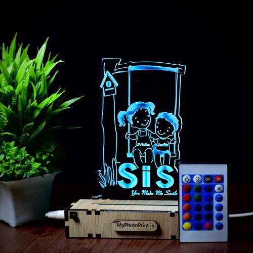 Customised Raksha Bandhan Acrylic Lamp With  Sister & Brother  Names