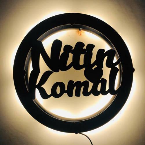 Custom Couple Name Wall Hanging With Led Light 0001