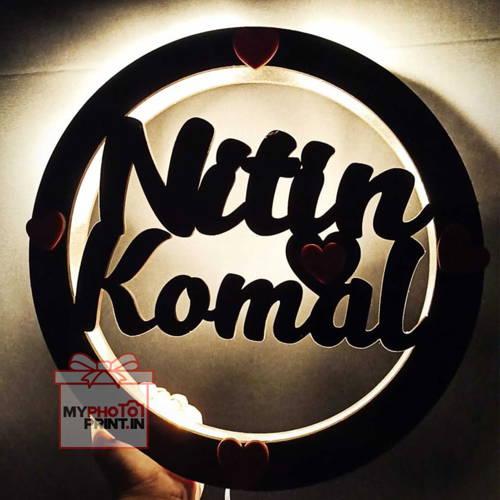 Custom Couple Name Wall Hanging With Led Light 0001