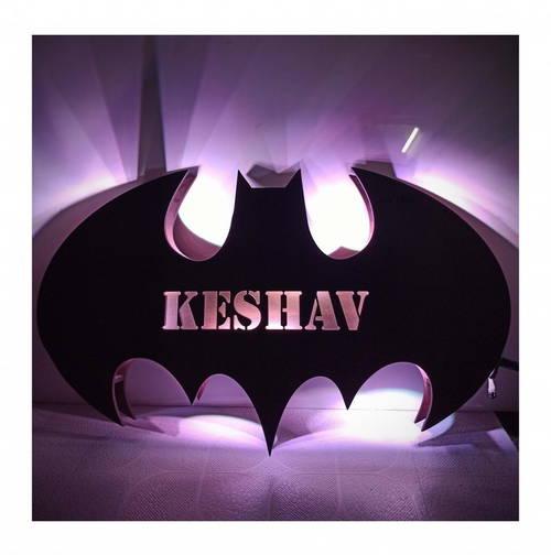 Customized Batman Name Board With 7 Different Lights And Remote /wooden Led Back Lit Batman Wall Light