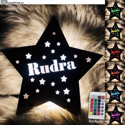 Customized Wooden Star With Your Name Multicolor Led And Remote #1004