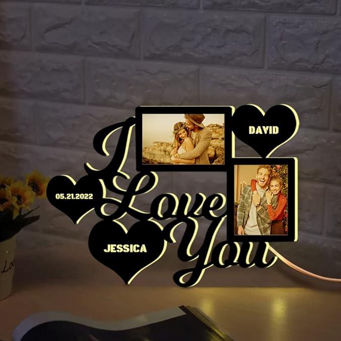Personalized "I Love You" LED Wall Hanging Photo Lamp