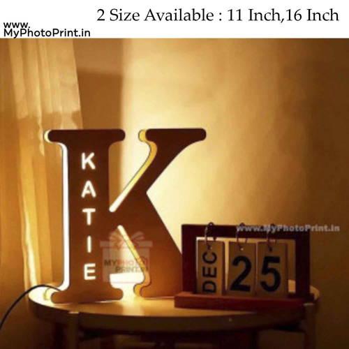 Customized A To Z Alphabet Wooden Name Board Without Crown Multicolor Led And Remote