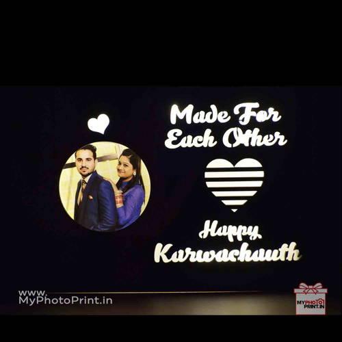 Made For Each Other Karwa Chauth Wooden Table Top