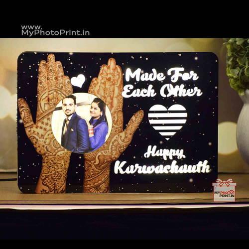 Made For Each Other Karwa Chauth Wooden Table Top