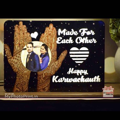 Made For Each Other Karwa Chauth Wooden Table Top