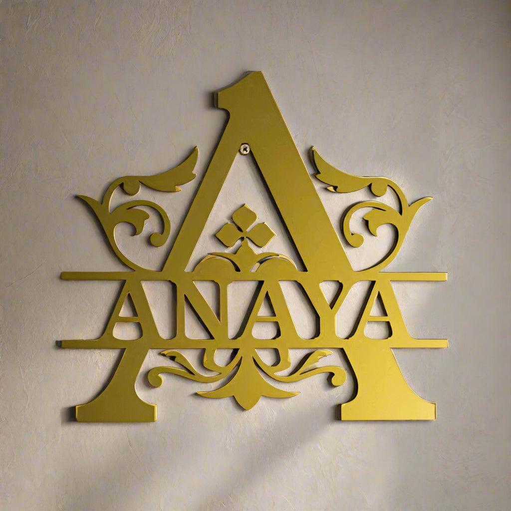 Customized A To Z Name Metallic Golden Monogram Alphabet Letters Wall Hanging #1586