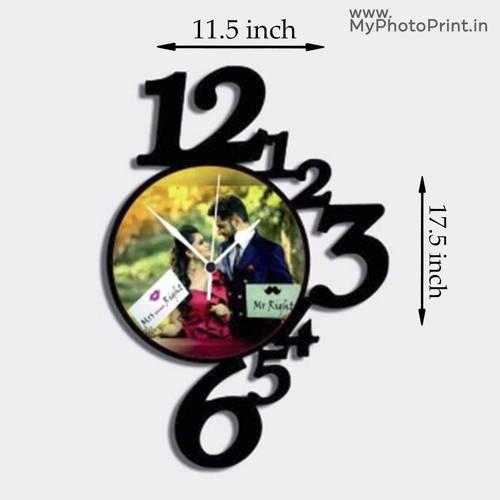 Customized Your Text Or Name Wooden Photo Collage Frame Wall Clock