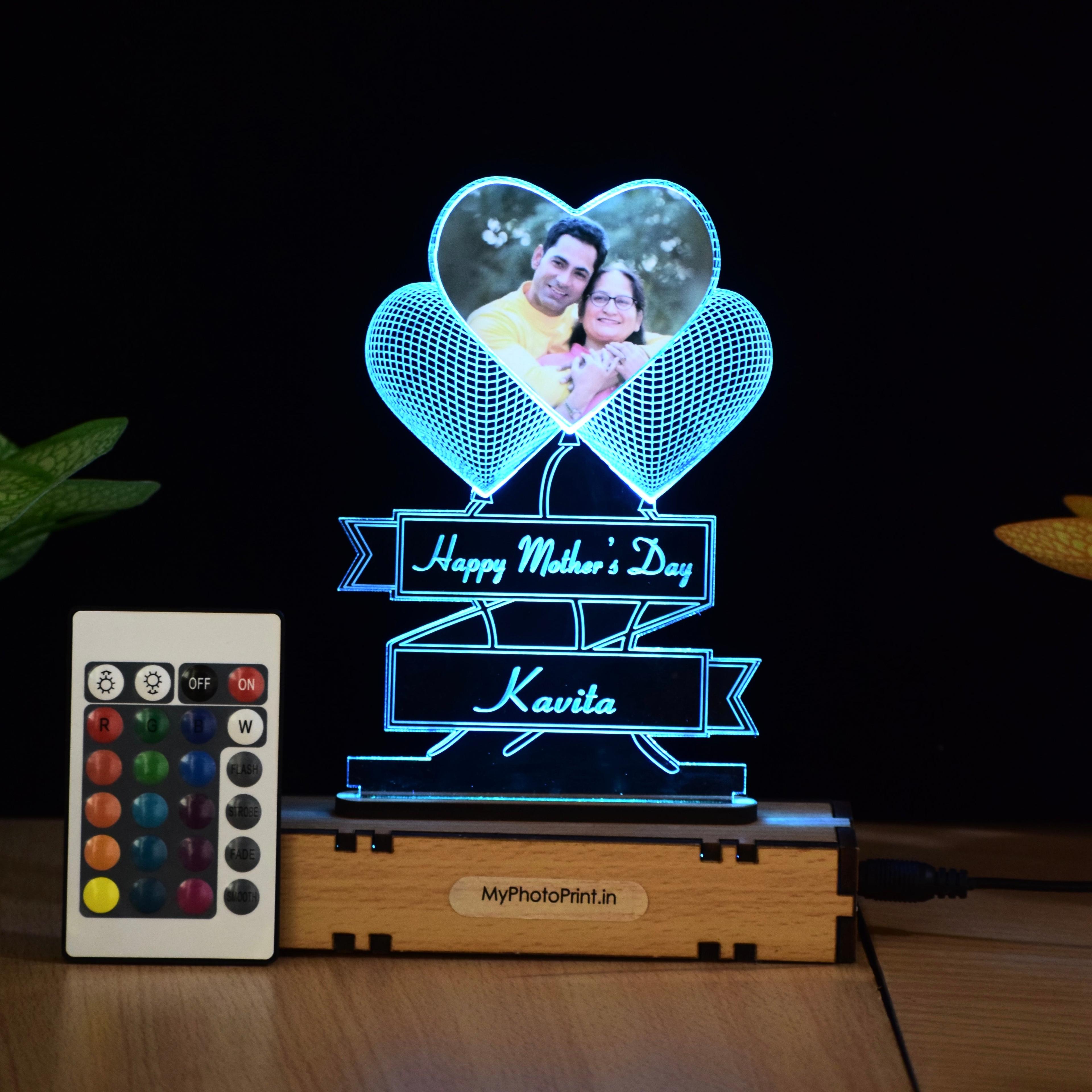 Personalized Mother's Day Acrylic LED Lamp – Heart Design