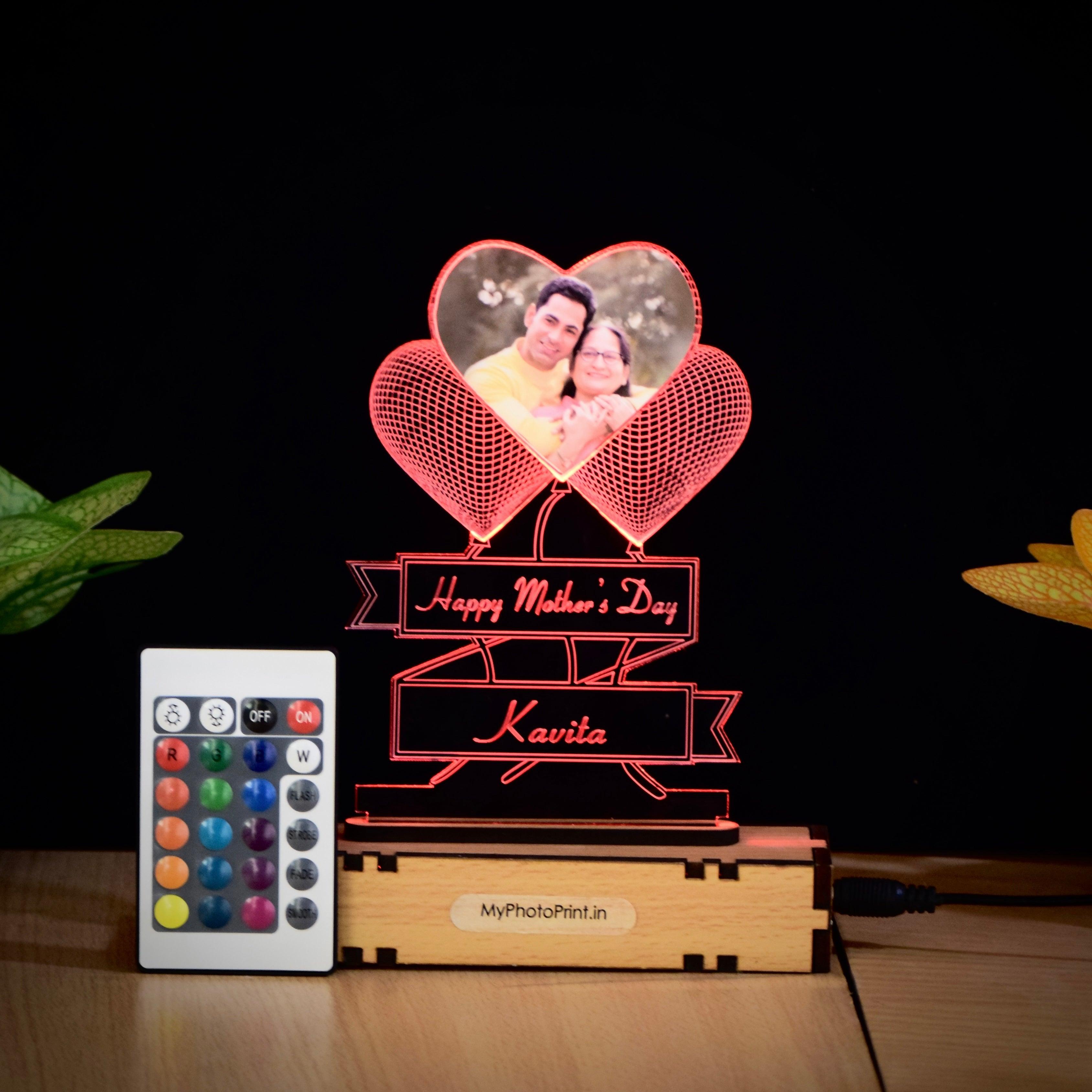 Personalized Mother's Day Acrylic LED Lamp – Heart Design