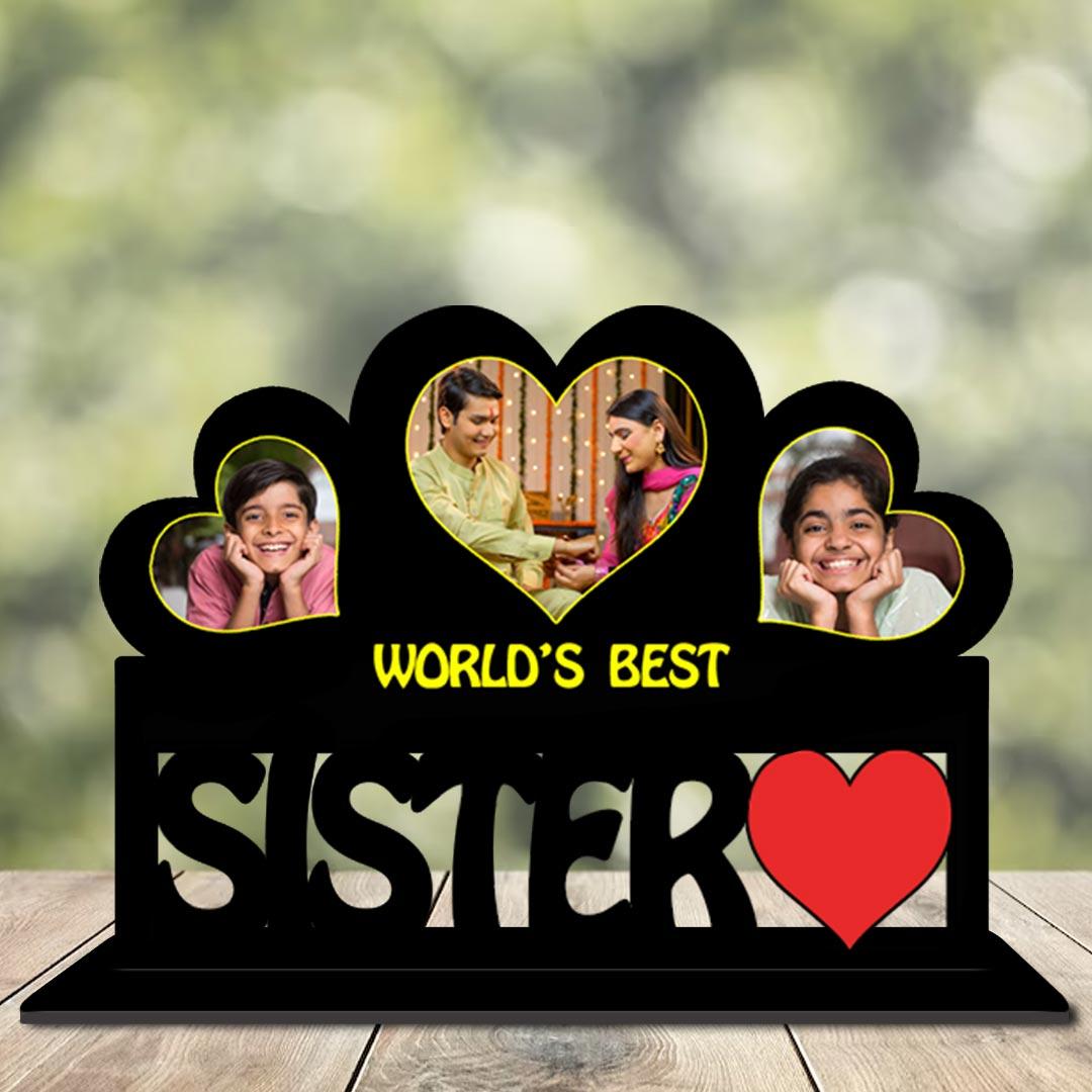 Customized Wooden Photo Frame Table Top for Sister