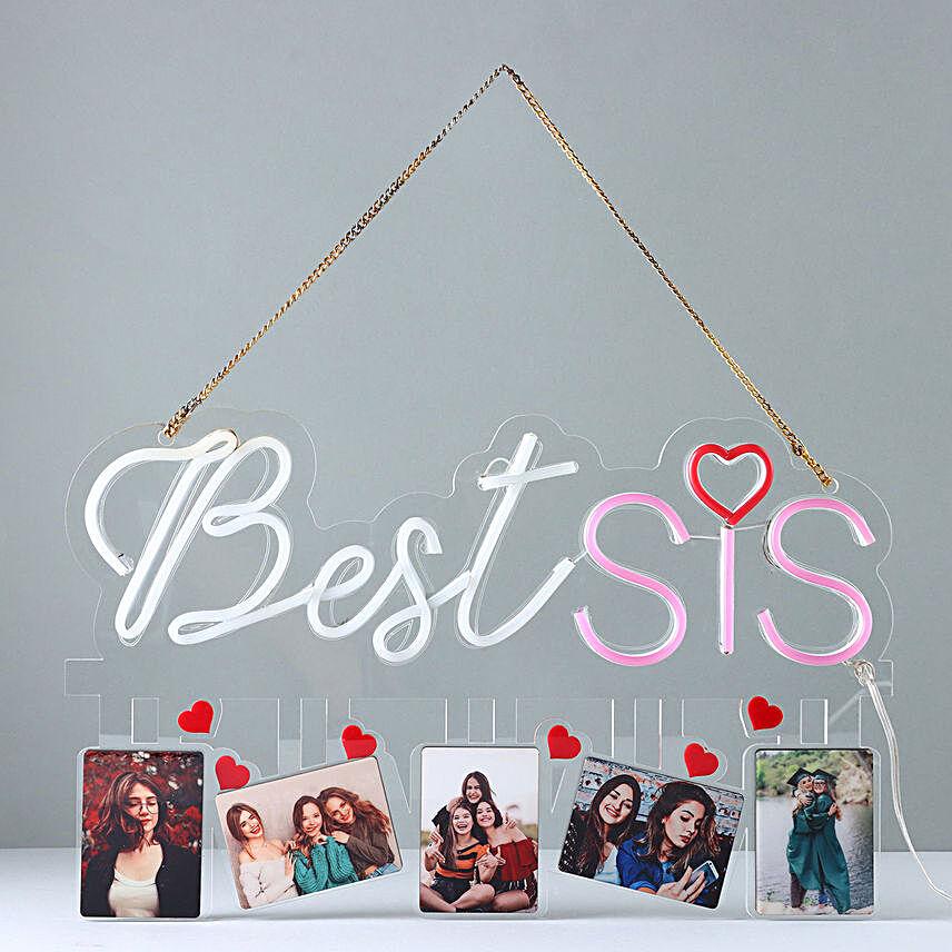 Best Sis Neon Light Wall Hanging with 5 Personalized Frames
