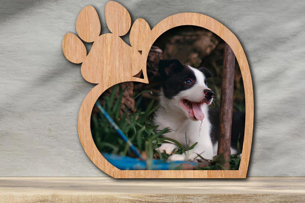 Customized Paw Print Wooden Photo Frame 🐾❤️