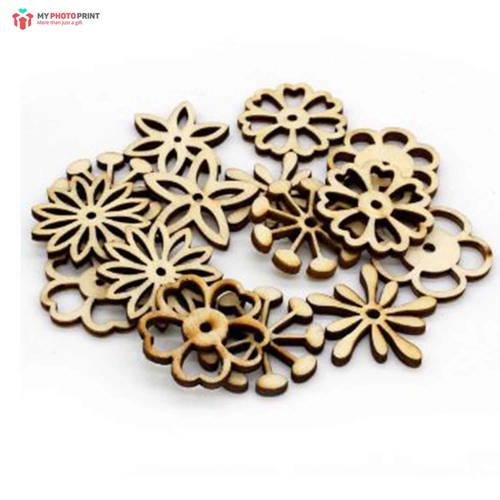 Flower Design Mdf Wooden Craft Cutout Any Shapes & Patterns | (PACK OF 10 )