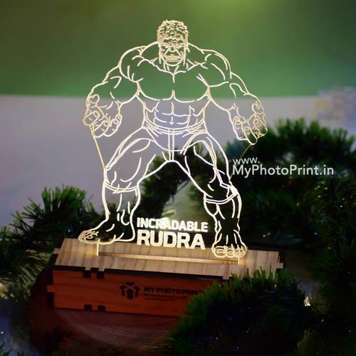 Customized Hulk Acrylic 3d Illusion Led Lamp With Color Changing Led And Remote