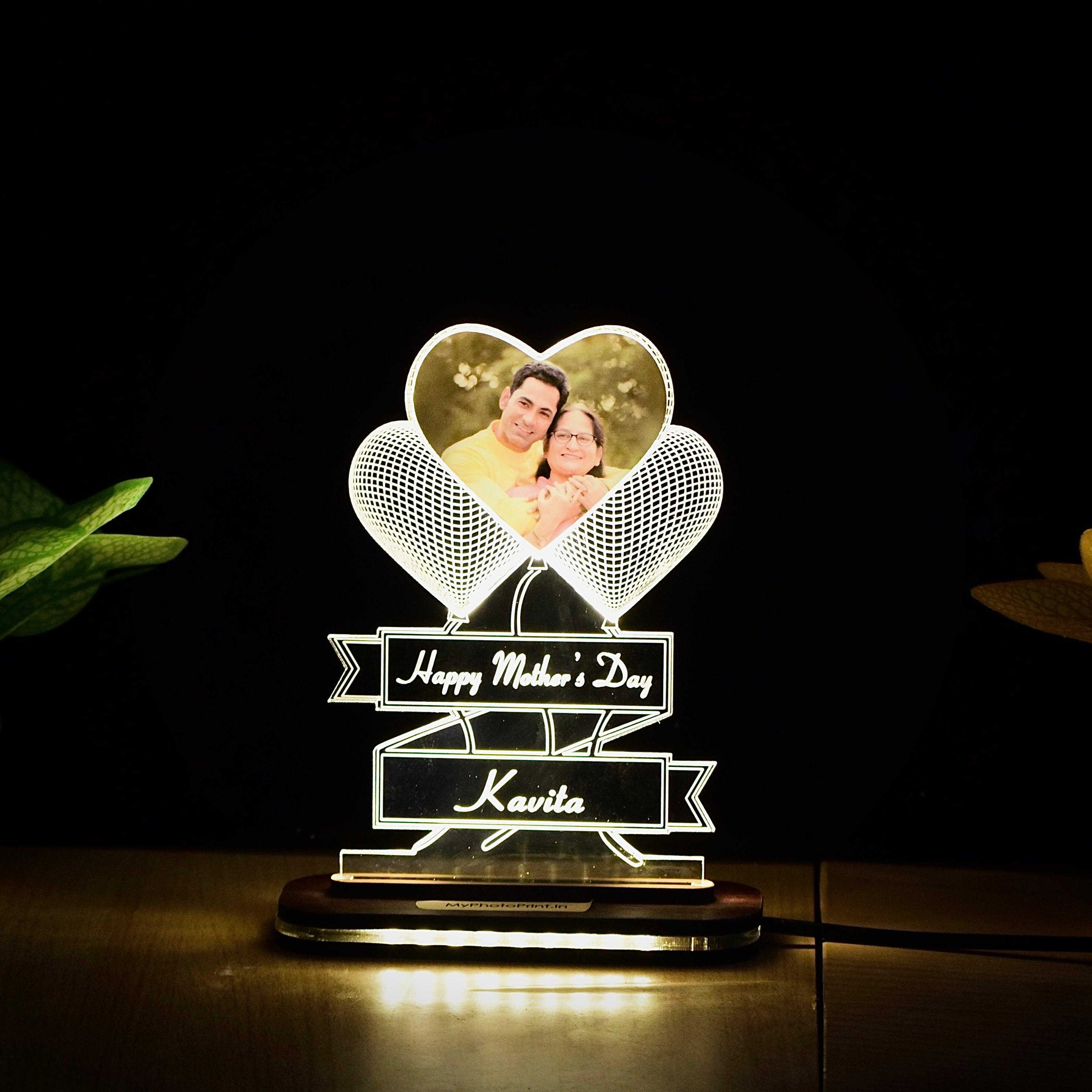 Personalized Mother's Day Acrylic LED Lamp – Heart Design