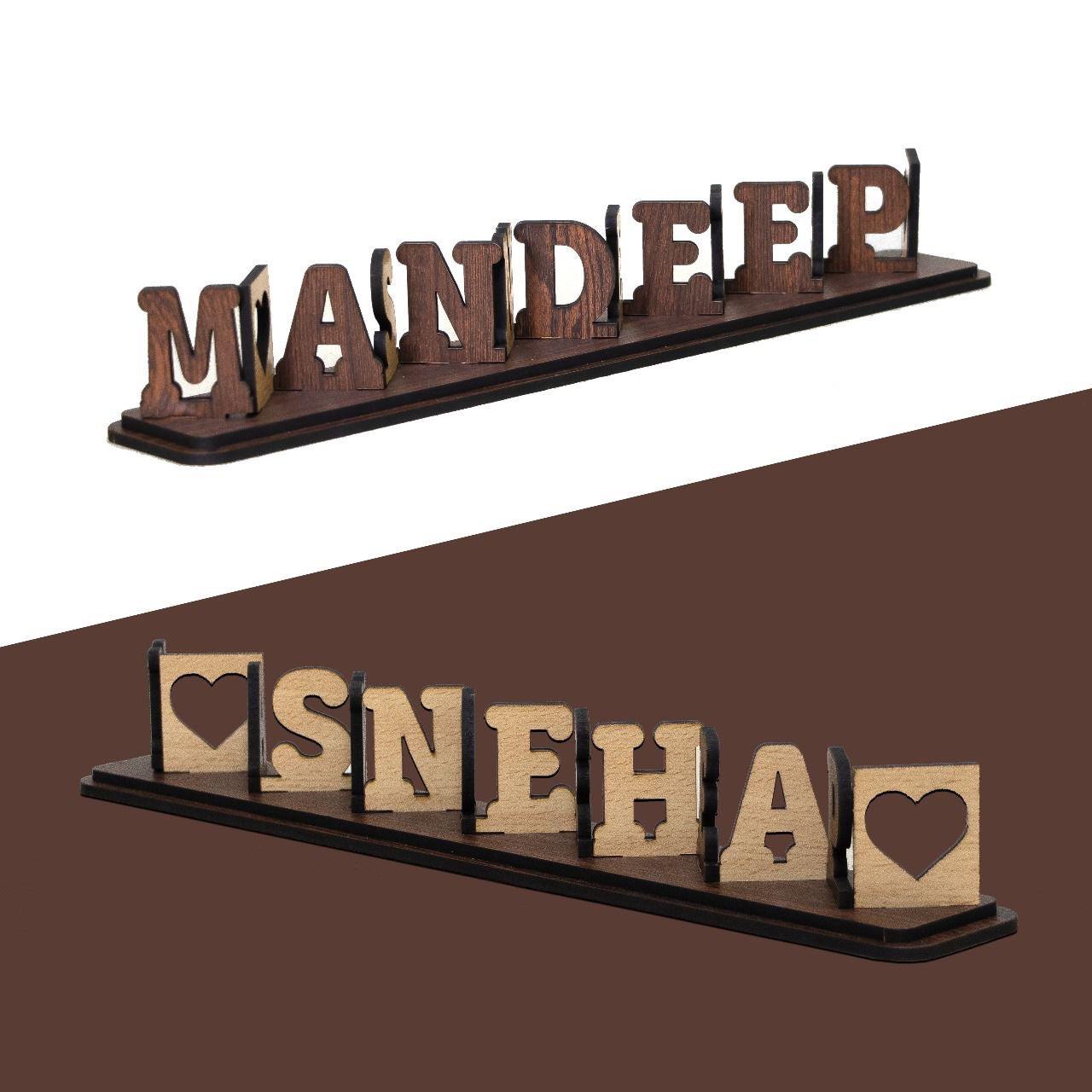 Stylish Customized Double Colour Flip Wooden Name