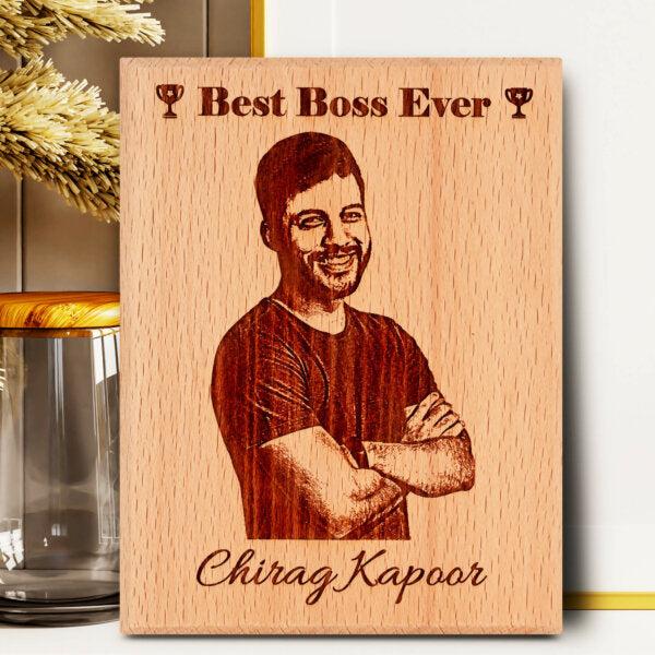 Best Gift for Boss β Personalized Engraved Wooden Photo Plaque