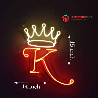 King/Queen Initial Neon Sign